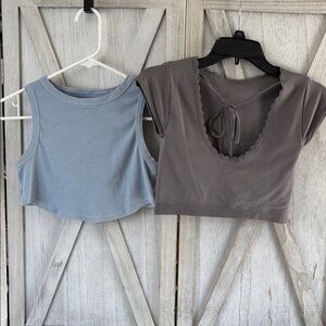 Blue and Gray Crop Tops